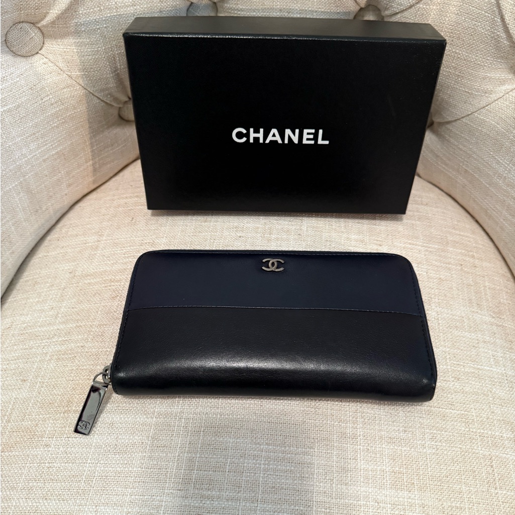 Chanel Bi Color Blue And Black Wallet
